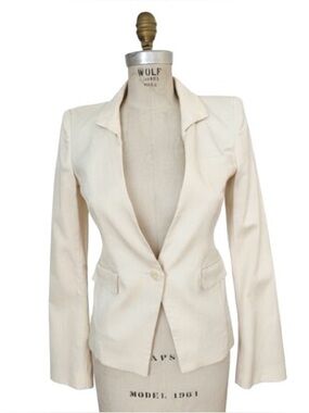 RACHEL ZOE Cream Tailored Single-Button Blazer